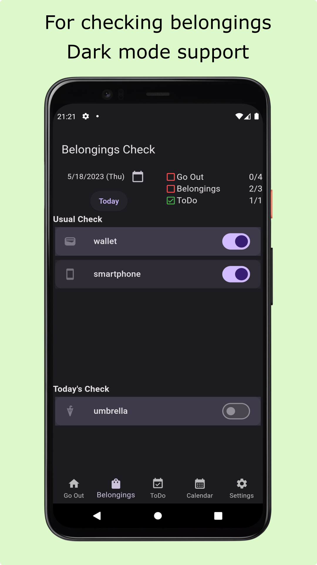 GoOut Checker - Belongings Check