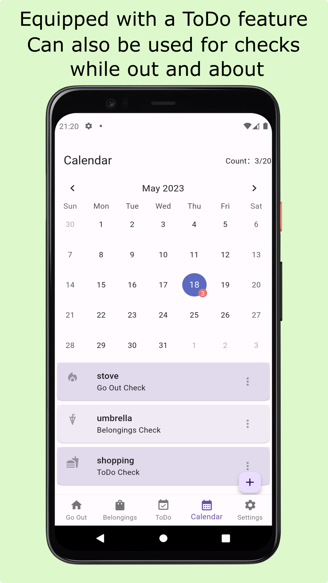 GoOut Checker - ToDo Screen